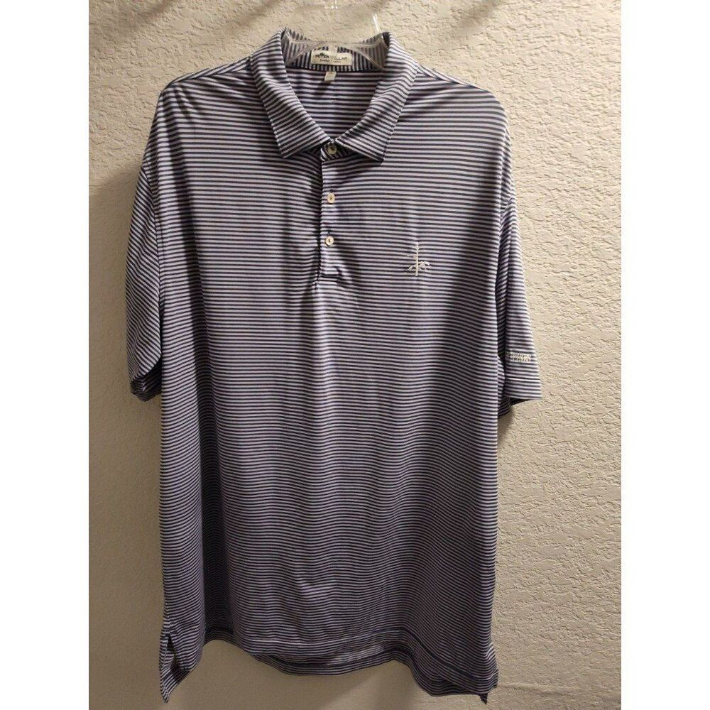 Peter Millar Castle Pines Golf Course Men's Polo Size XL Gray Lavender Stripe